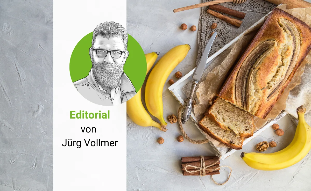 editorial_24-01_vollmer_juerg_geheime_liste_bananenbrot Bananenbrot und gezeichnetes Porträt von Jürg Vollmer