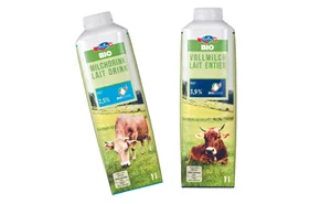 Mit Hornkuh und Knospe-Label: Die neuen Milchpackungen bei Denner.