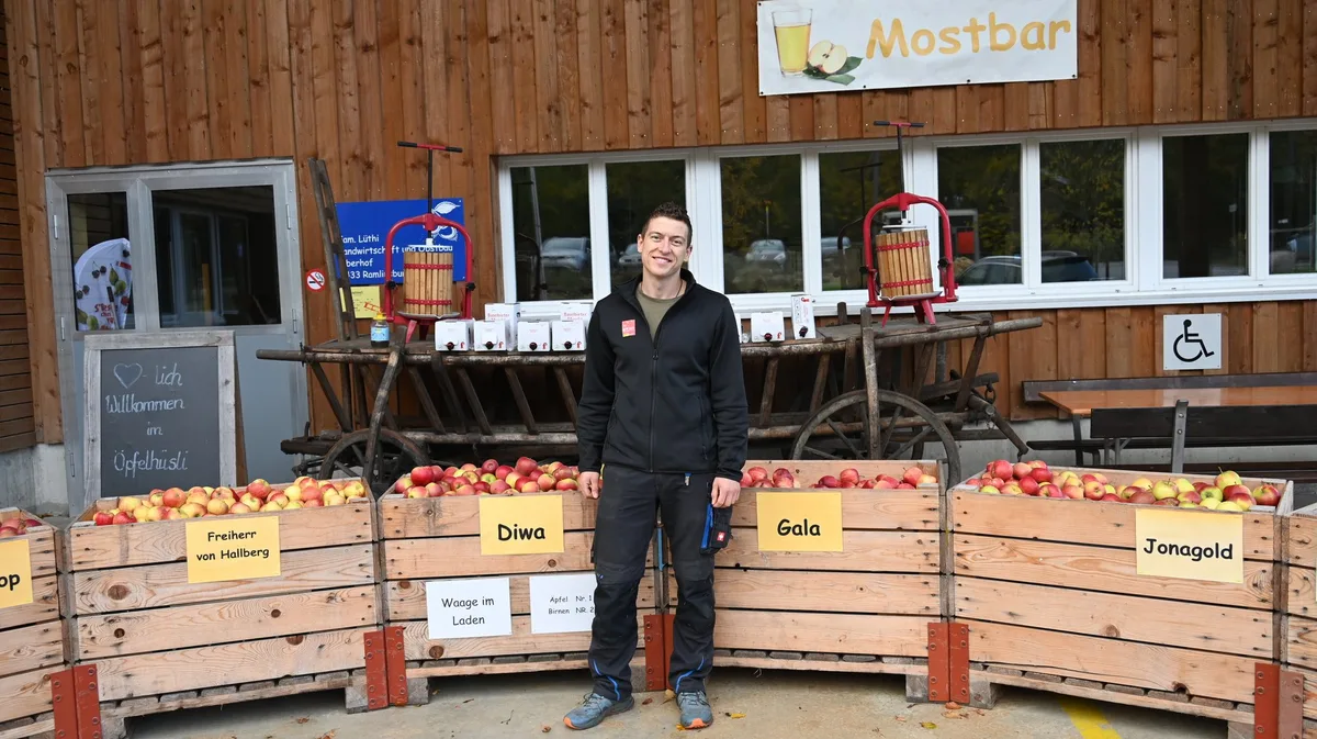 Nebst_diversen_Sorten_Äpfeln__baut_David_Lüthi_auch_andere_Obstsorten_an.__Bild_Andrea_Wyss_ Das erste Jahr als Betriebsleiter ist fast geschafft – Obstproduzent David Lüthi blickt zurück