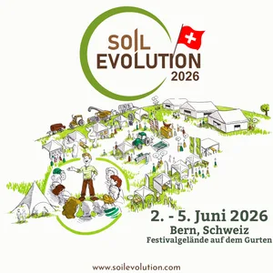 Die Zeichnung verbildlicht, was Soil Evolution auf dem Gurten bietet. Hinzukommen die Exkursionen auf Betriebe in den Regionen Seeland sowie Genf und Neuenburg.