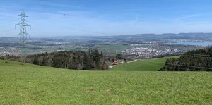 Vom neu ausgeschiedenen Zuströmbereich Zugersee sind wenige Luzerner, viele Zuger, aber noch keine Schwyzer Betriebe betroffen. Blick vom Luzerner Michelskreuz Richtung Rotkreuz und Zugersee.
