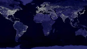 Die nächtliche Satellitenaufnahme zeigt deutlich den Einfluss des Menschen. Die Aufnahme stammt aus den Jahren 1994/1995.