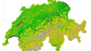 Die Biomassenproduktion der Vegetation in der Schweiz (orange: tief, grün: hoch) ist stark gesteigert in Landschaften mit hoher Biodiversität.