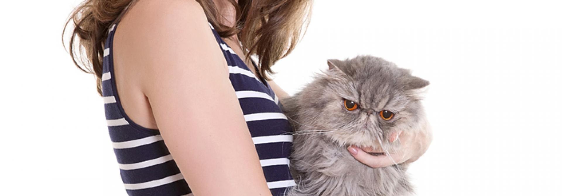 Schwangere Frau mit Katze