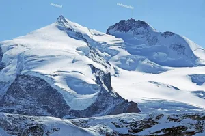 Höchster Punkt der Schweiz: Die Dufourspitze, benannt nach Guillaume-Henri Dufour (Kartograf, General und Mitbegründer des Roten Kreuzes), mit 4634 m der höchste Berg der Schweiz, liegt im Kanton Wallis und ist Teil der Monte-Rosa-Gruppe, des zweithöchsten Gebirgsmassivs der Alpen. Erstbesteigung: 1.8.1855