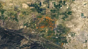 Die Blüte des Kalifornischen Mohns im Antelope Valley war vom Weltall aus zu sehen, wie dieses Satellitenbild zeigt.