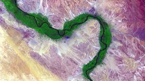 Blick von oben:Wegen Regenfällen in Äthiopien und Uganda kommt es jedes Jahr im Sudan zu grossen Überschwemmungen des Nils.