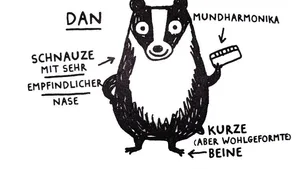 Unser Held, Dan der Dachs, mag Mundharmoniken.