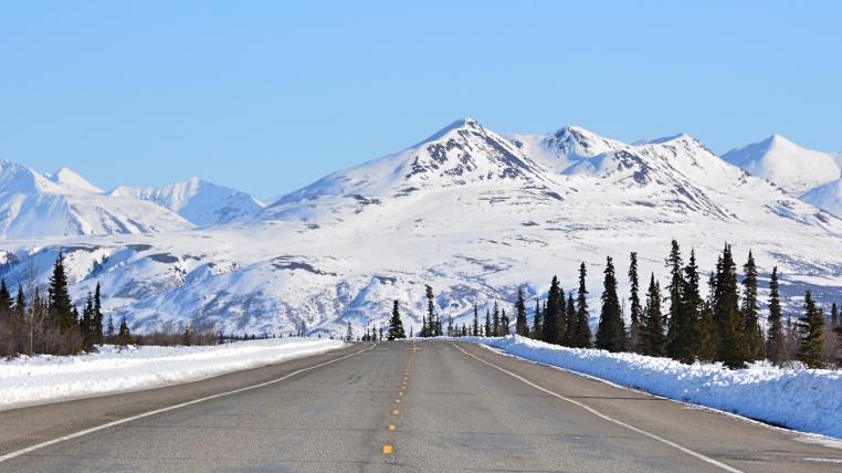Alaska Strasse Schnee Winter