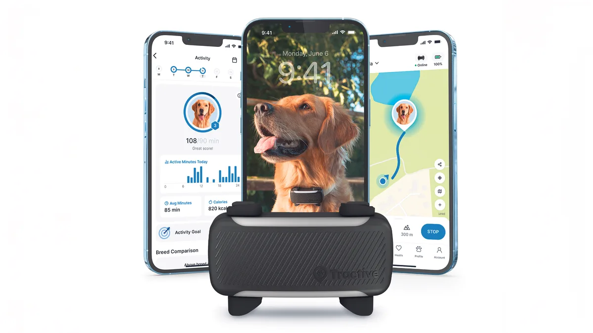Tractive-Smart-Dog-6-XL-Tracker-Live-View GPS-Tracker werden am Halsband befestigt und erfassen Standort, Aktivität und Gesundheitsdaten des Hundes.