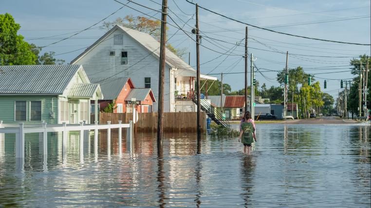 Überschwemmung in Delcambre, Louisiana, nach Hurrikan Laura