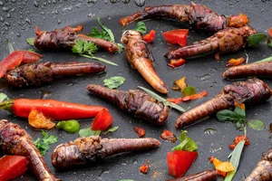 Knusprig gebratene Heuschrecken: Die Insekten
sorgen hierzulande mehr für
Ekel als für Appetit.