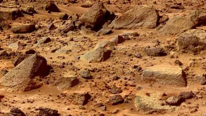 Die Oberfläche des Mars – in der 3-D-Version des Buches «Planeten – Missionen zu exotischen Welten» sieht sie noch eindrücklicher aus.