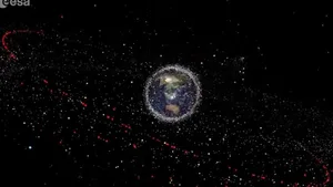 Weltraumschrott-Visualisierung von der ESA: Gezeigt sind Objekte, die grösser als 10 Zentimeter sind. Davon schwirren etwa 35`000 rund um die Erde.