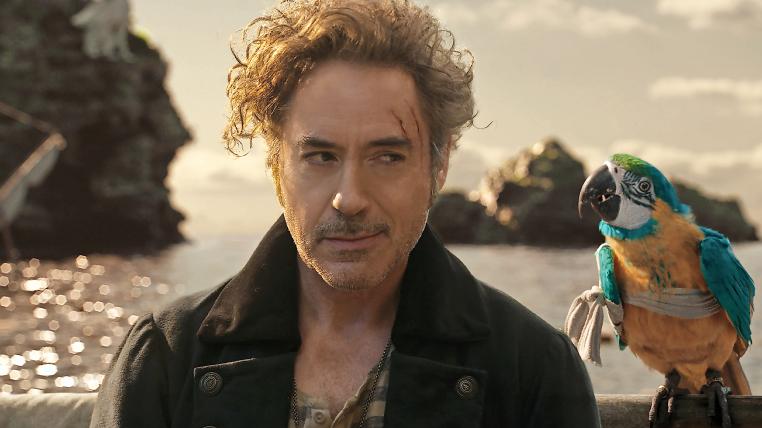 Robert Downey Jr mit Papagei als Dr Dolittle
