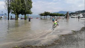 Hochwasser in Wädenswil ZH am Zürichsee.